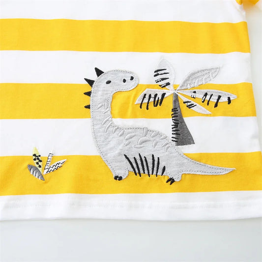 Dino Striped Short Sleeve T shirt & Grey Shorts