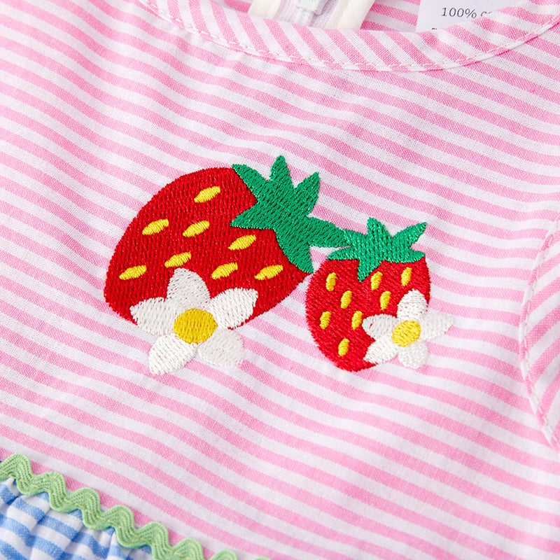 Strawberry Patch Striped Cotton Dress