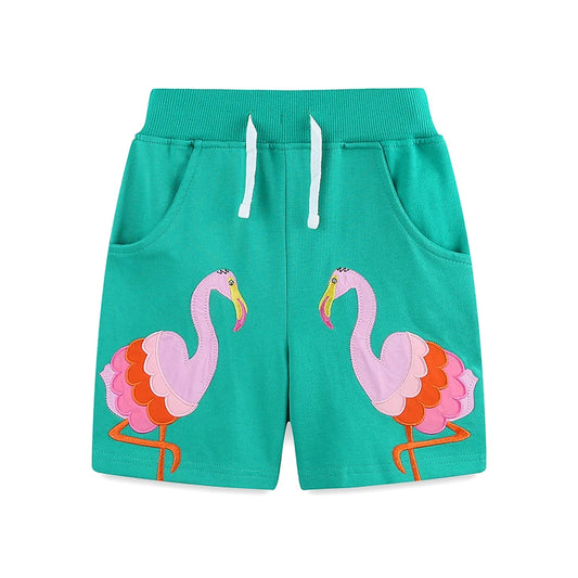 Girls Shorts - Flamingo applique