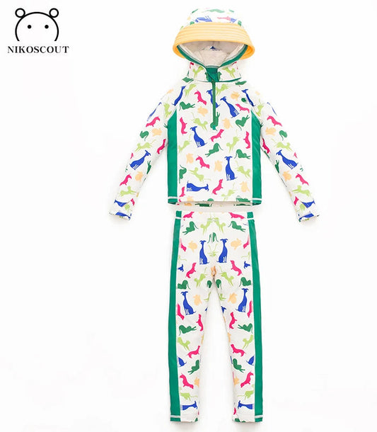 Dog Print UPF 50 2-Piece Sun Protection Suit + Matching cap