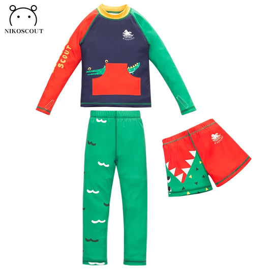 Crocodile Print UPF 50 3 -Piece Sun Protection Suit + Matching cap