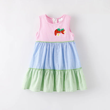 Strawberry Patch Striped Cotton Dress