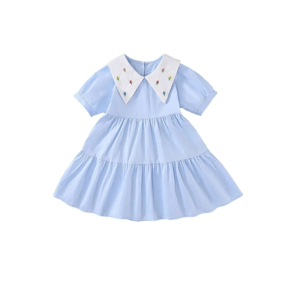 Girls Big Collar Short Sleeved Dress