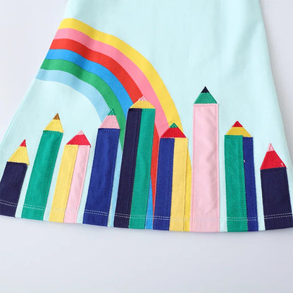 Girls Applique Short Sleeve Dress