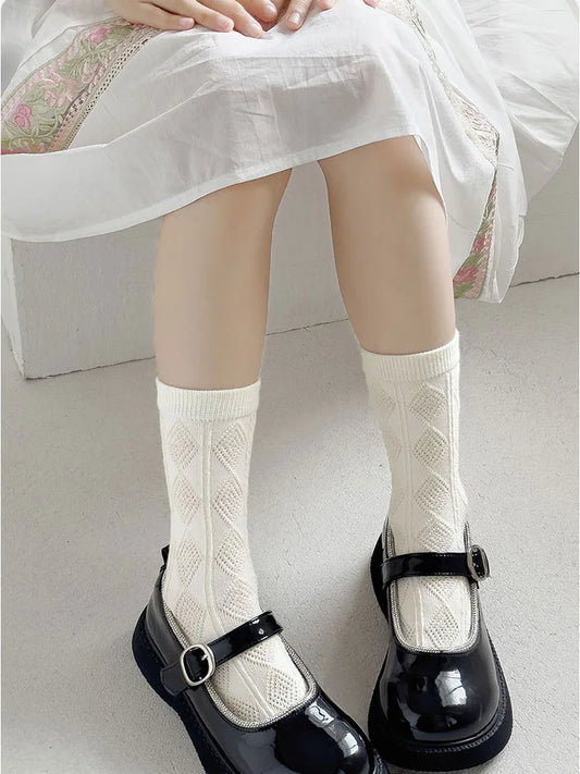5 Pack White Cotton Mid Calf Socks